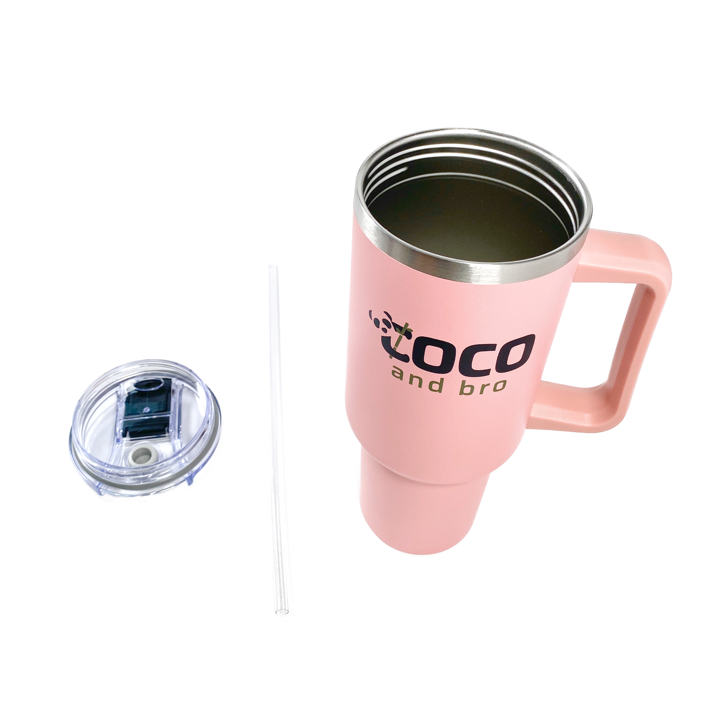 Candy Floss Pink Insulated Tumbler Travel Mug with Lid and Handle