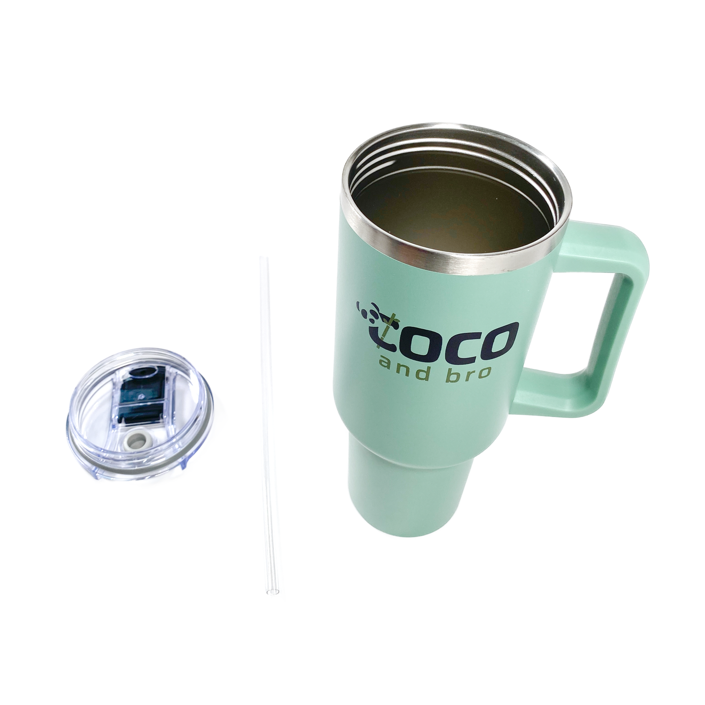 Emerald Green Insulated Tumbler Travel Mug with Lid and Handle