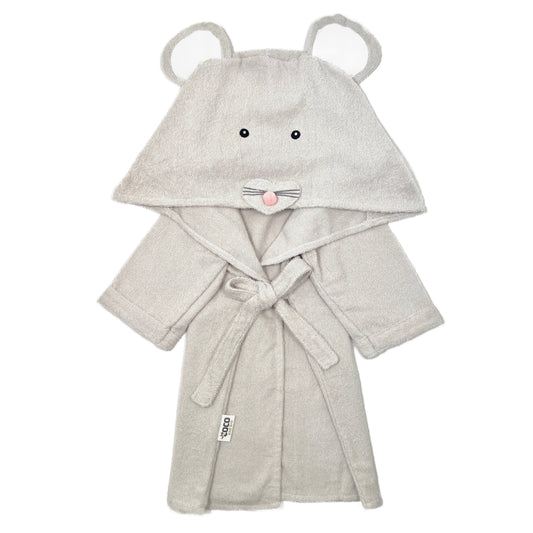 Mia Mouse Grey Children's Hooded Animal Robe Dressing Gown