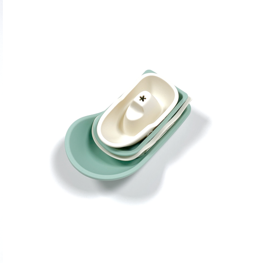 Green and White Stackable Silicone Bath Toy Boats