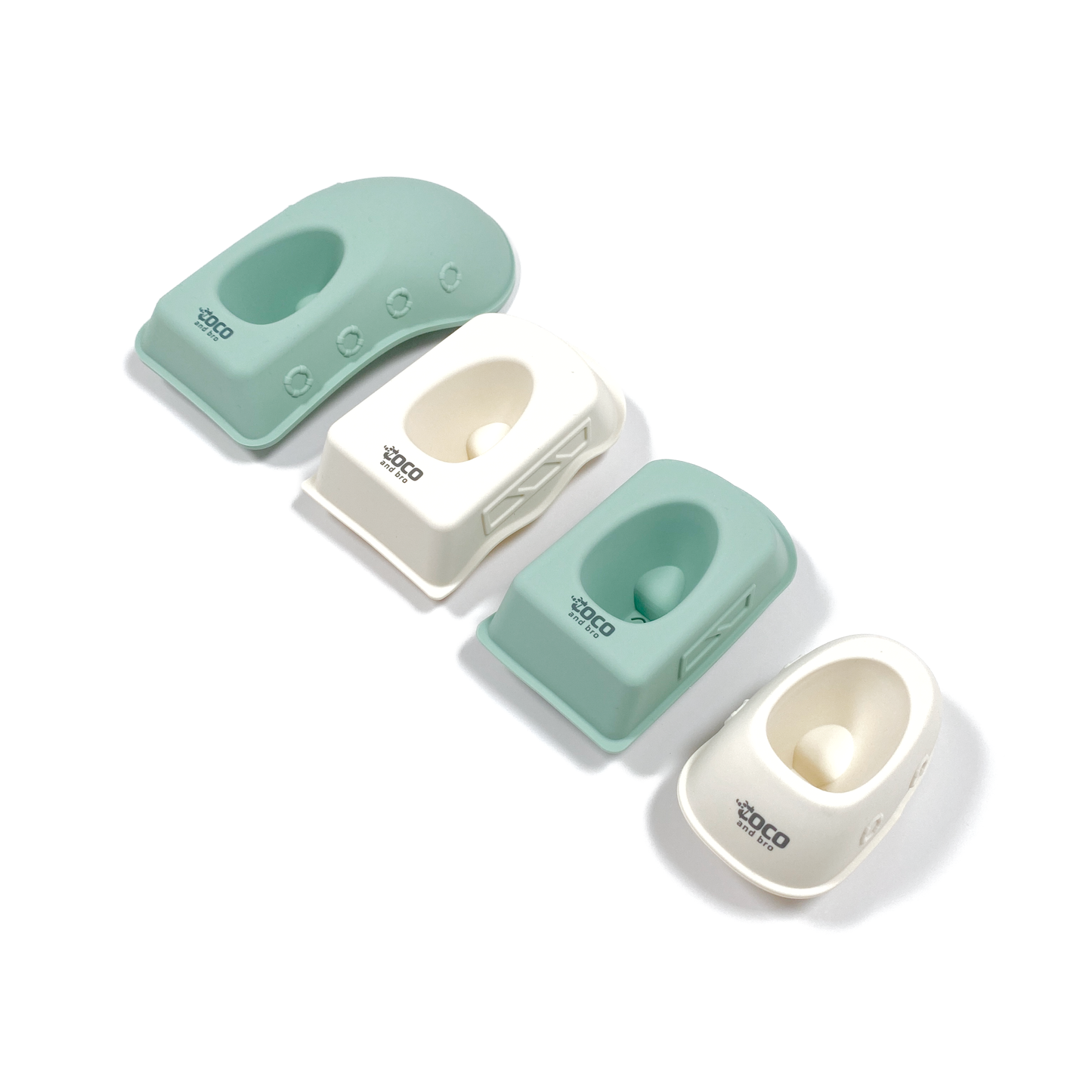 Green and White Stackable Silicone Bath Toy Boats