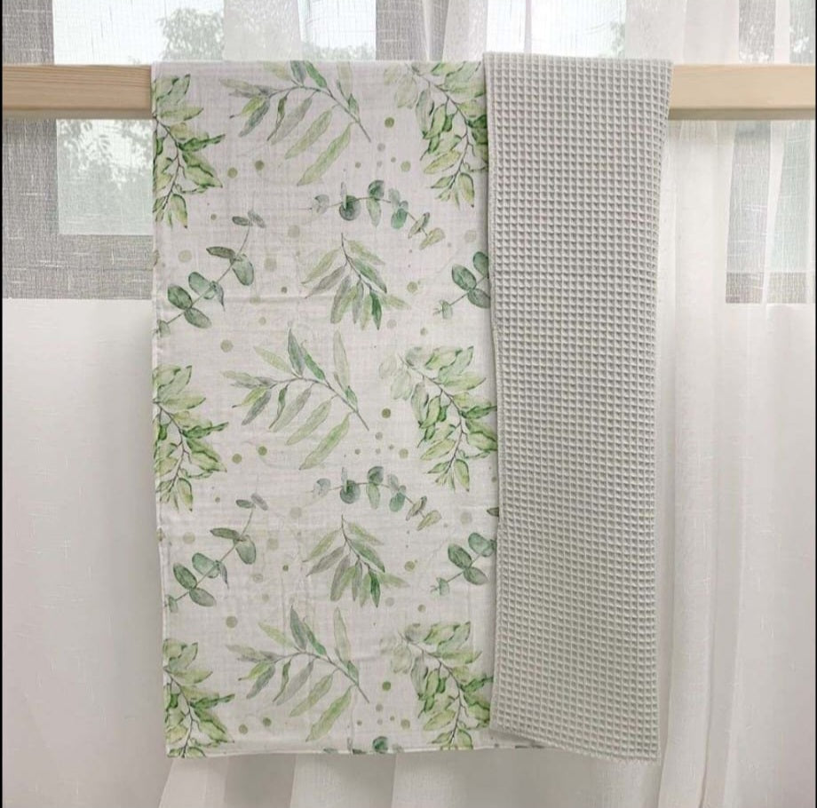 Green Leaves Waffle Blanket