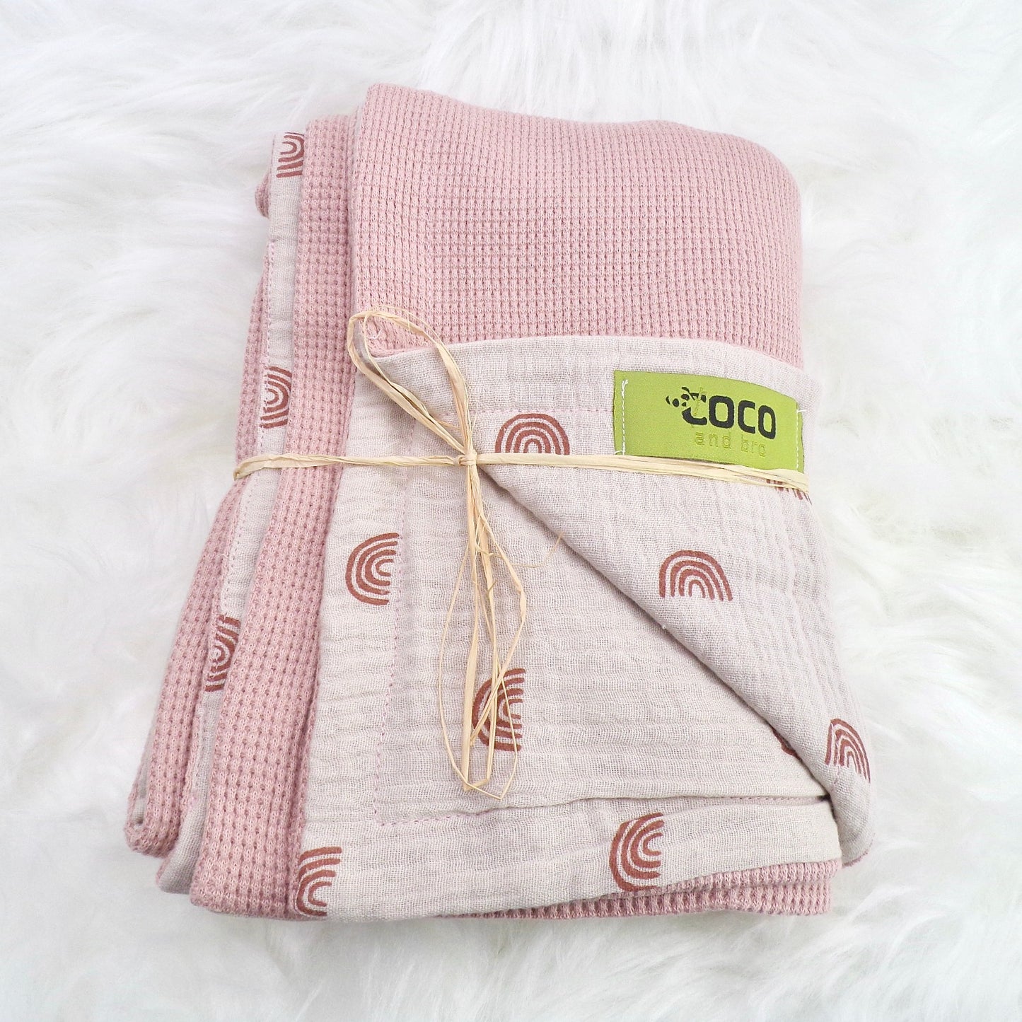 Rainbow Blush Waffle Blanket