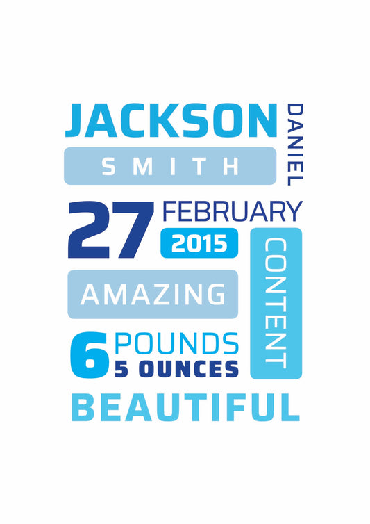 Blue and White Personalised Print