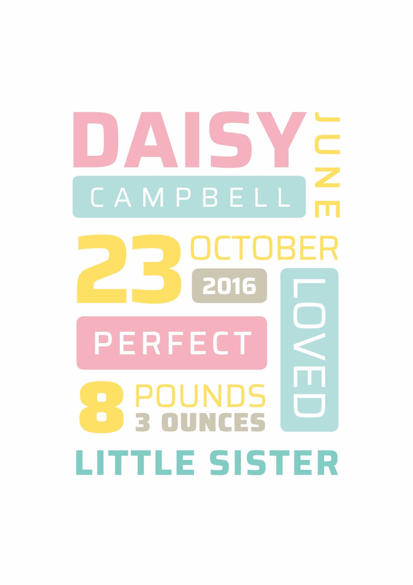 Pastel Colours Personalised Print