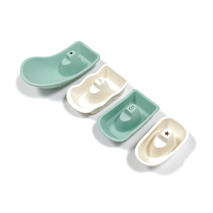 Green and White Stackable Silicone Bath Toy Boats