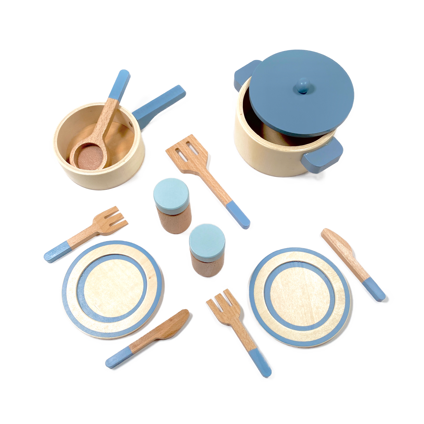 Wooden Cooking Set – 13-Piece Pretend Play Kitchen Set (Ages 3–6)