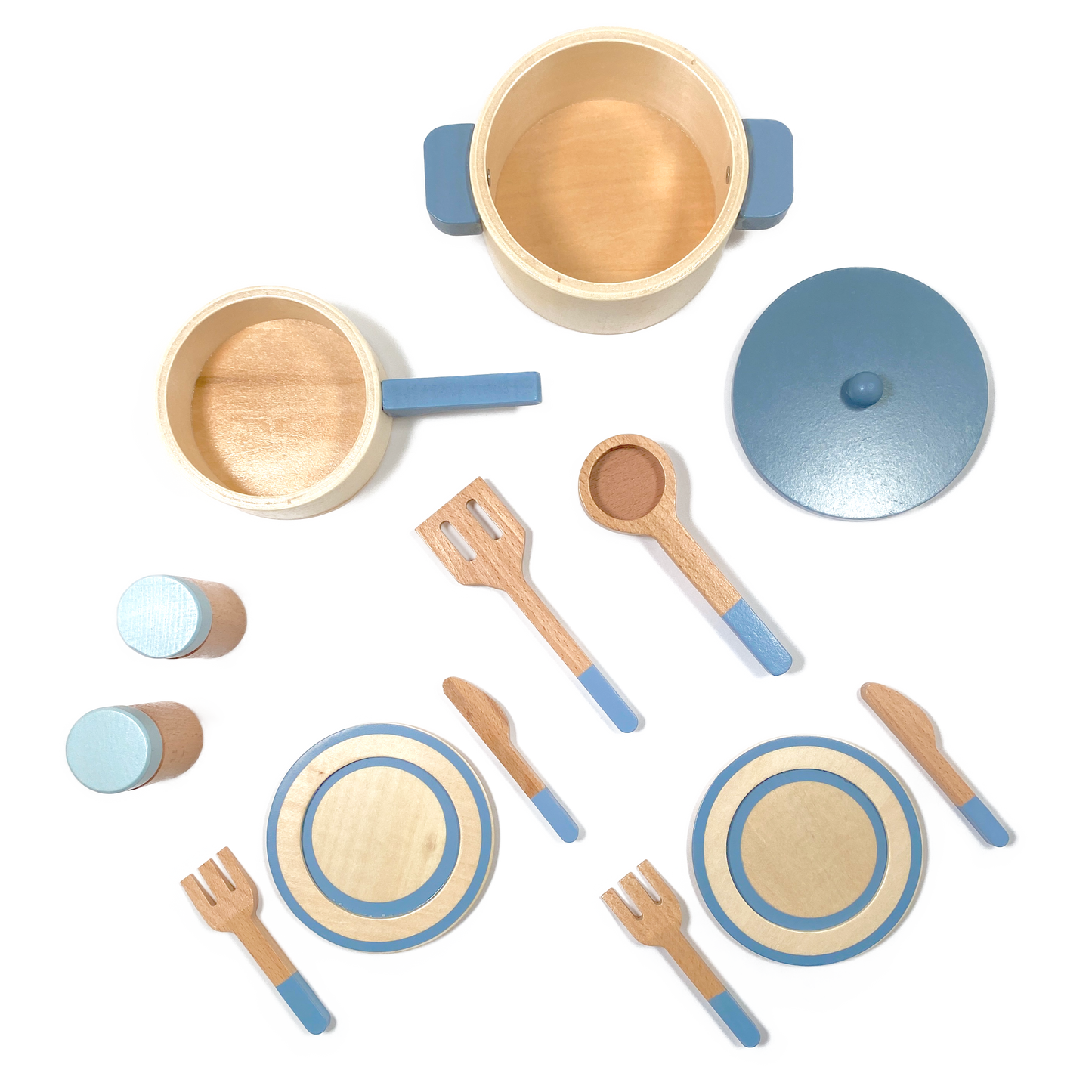 Wooden Cooking Set – 13-Piece Pretend Play Kitchen Set (Ages 3–6)