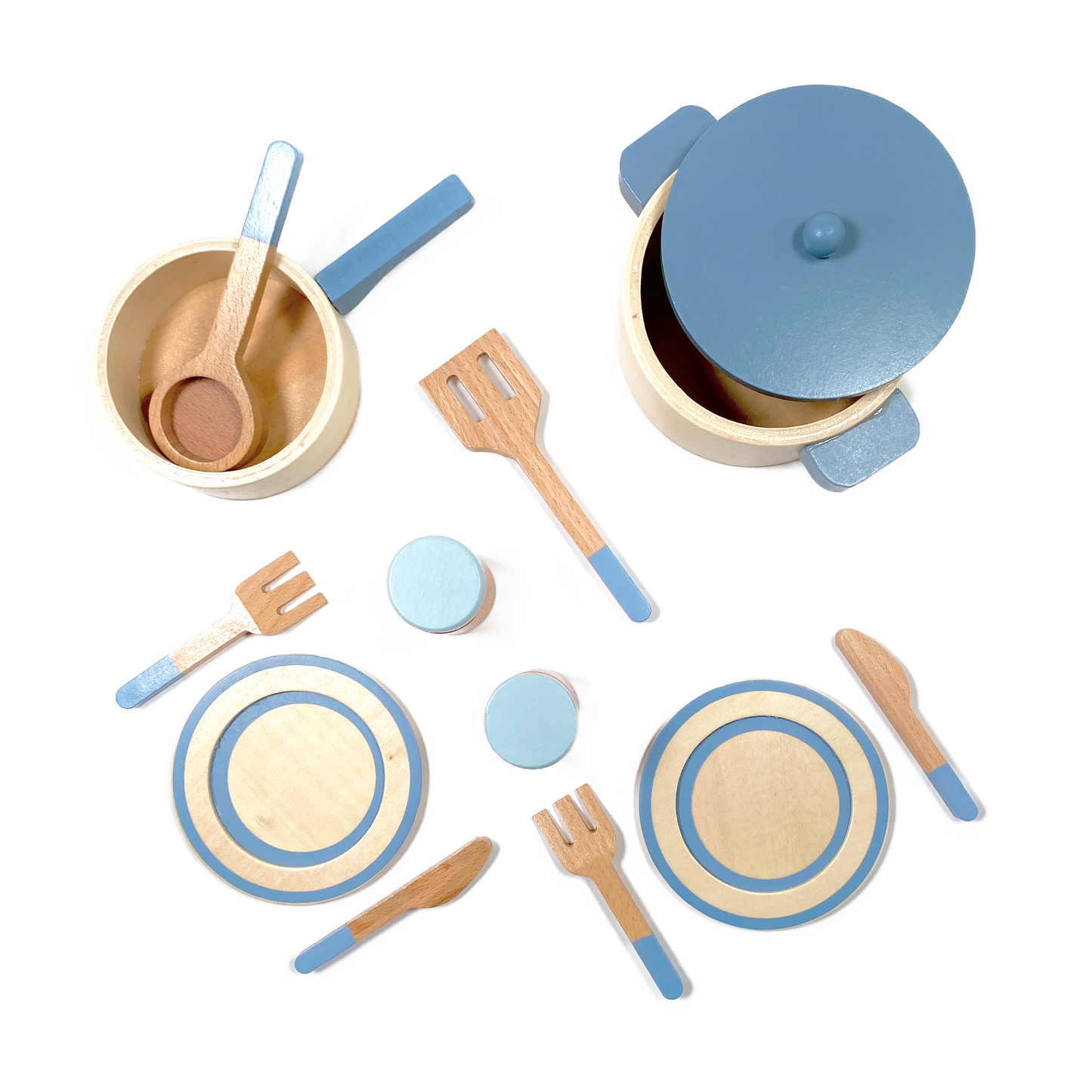 Wooden Cooking Set – 13-Piece Pretend Play Kitchen Set (Ages 3–6)