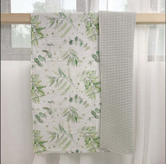 Green Leaves Waffle Blanket